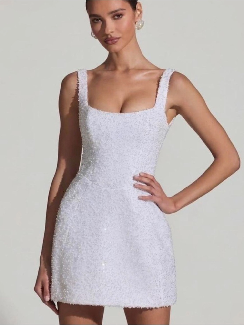 Oh Polly White Sequin Mini Dress